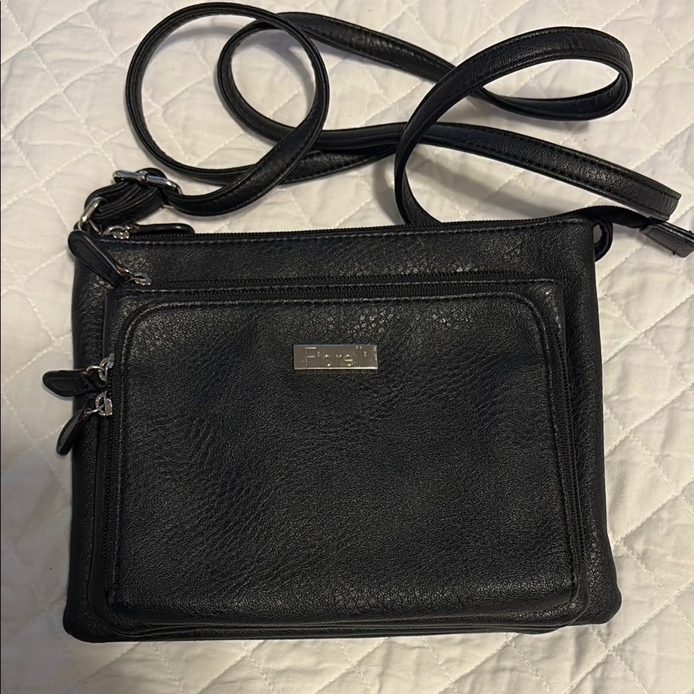 Fiorelli Black Leather cross body Bag with Adjustable Strap